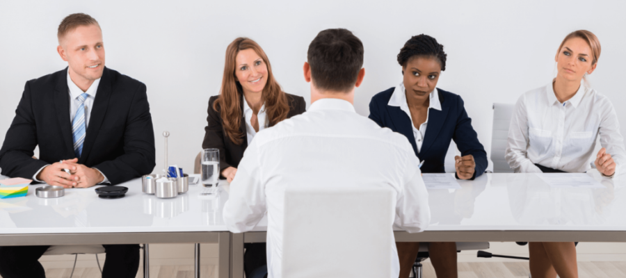 a job seeker having a panel interview