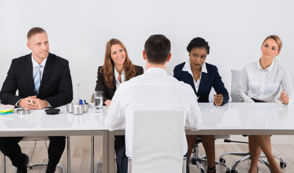 a job seeker having a panel interview