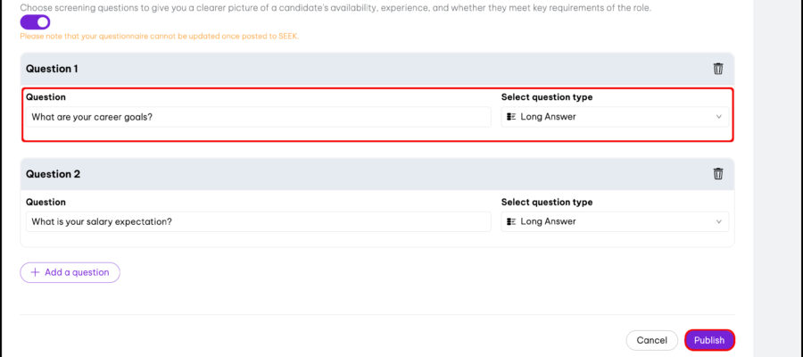 september product update 2022 - screening questions